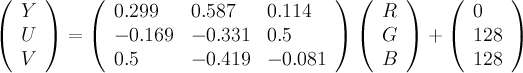 RGB to YUV using matrix notation